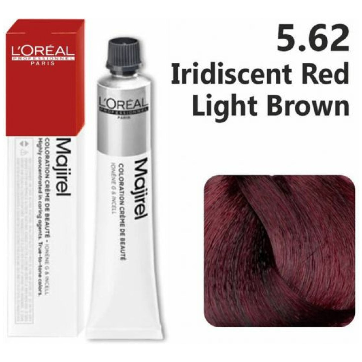 Loreal Majirel Hair Color 50G 5.62 Majirouge Iridiscent Red Light Brown+ Oxidant 1000Ml Combo - Beauty Rush