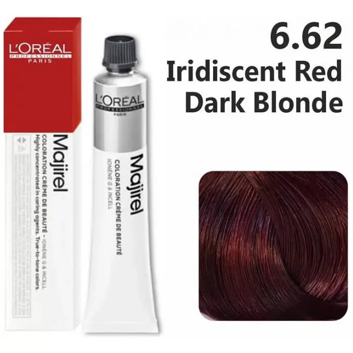 Loreal Majirel Hair Color 50G 6.62 Iridiscent Red Dark Blonde + Oxidant 1000Ml Combo - Beauty Rush