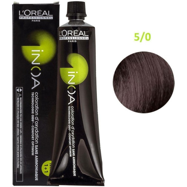 Loreal Inoa Ammonia Free Hair Color 60G 5.0 Light Brown - Beauty Rush