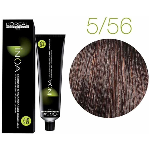 Loreal Inoa Hair Color 60G 5.56 Light Mahogany Red Brown +Developer 1000ml Combo - Beauty Rush
