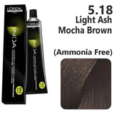 Loreal Inoa Hair Color 60G 5.18 Light Ash Mocha Brown +Developer 90ml Combo - Beauty Rush