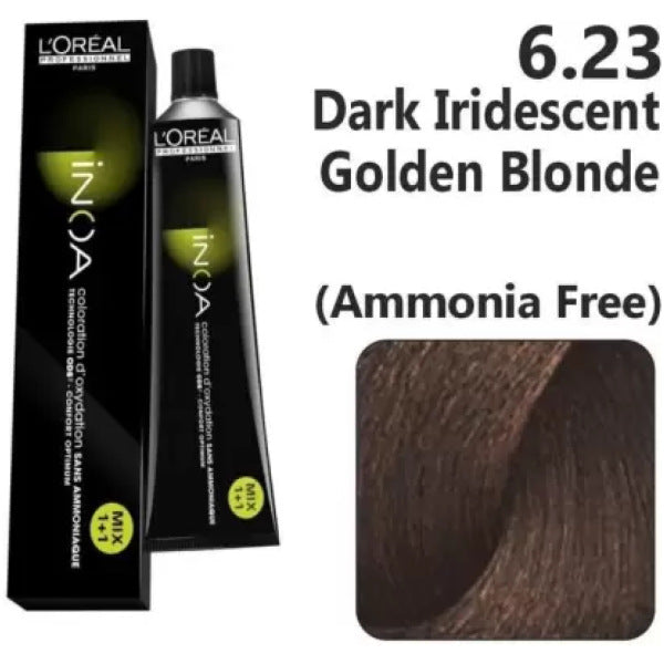 Loreal Inoa Hair Color 60G 6.23 Dark Iridescent Golden +Developer 1000ml Combo - Beauty Rush