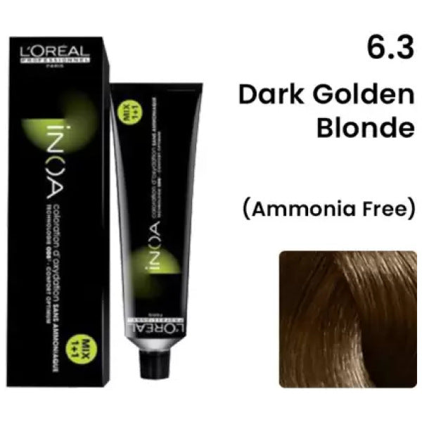 Loreal Inoa Hair Color 60G 6.3 Dark Golden Blonde + Developer 90ml Combo - Beauty Rush