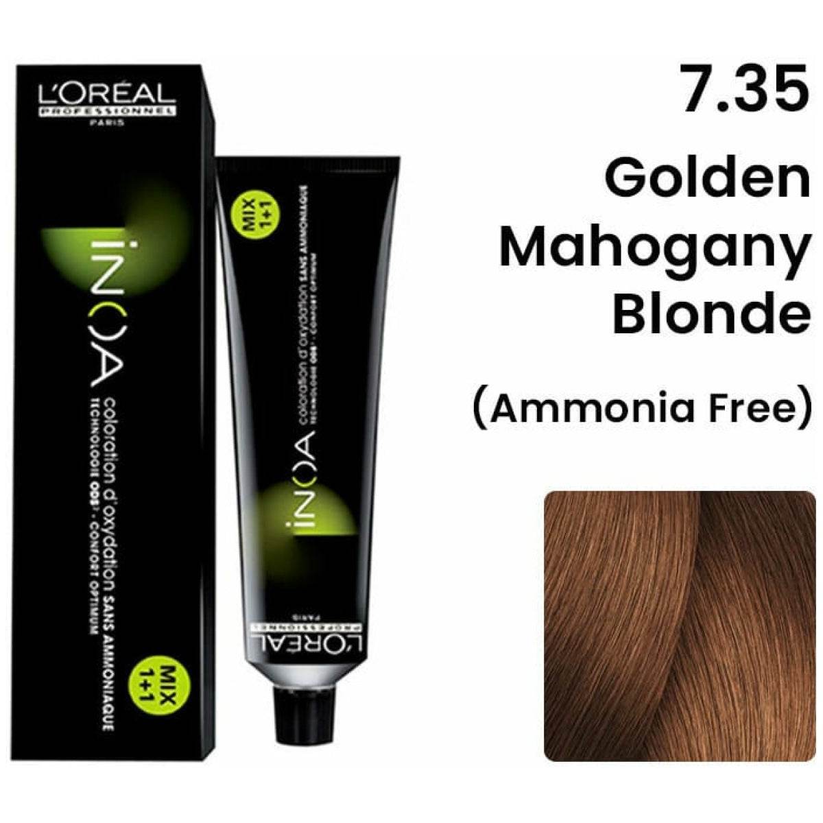 Loreal Inoa Hair Color 60G 7.35 Golden Mahogany +Developer 1000ml Combo - Beauty Rush