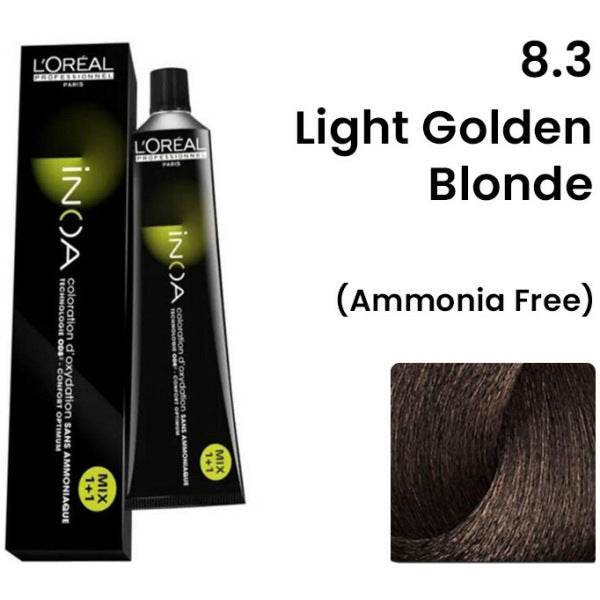 Loreal Inoa Hair Color 60G 8.3 Light Golden +Developer 90ml Combo - Beauty Rush
