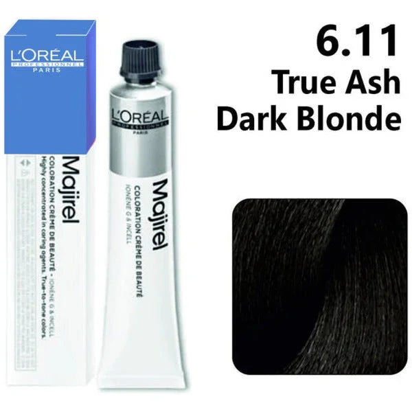 Loreal Professional Majirel Hair Color 50G No 6.11 True Ash Dark Blonde + Oxidant 495Ml Combo - Beauty Rush