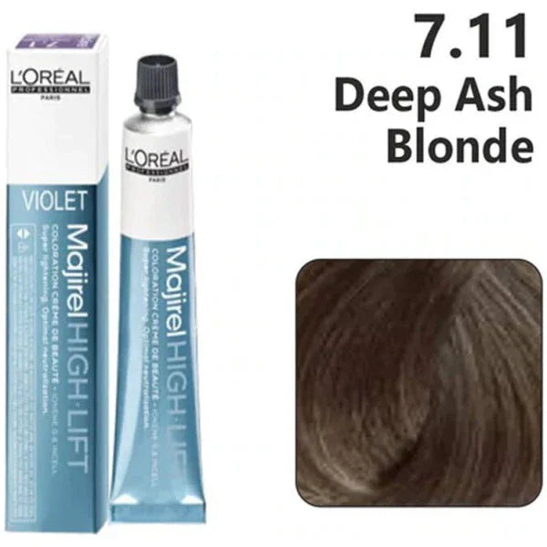 Loreal Professional Majirel Hair Color 50G No 7.11 Deep Ash Blonde + Oxidant 495Ml Combo - Beauty Rush