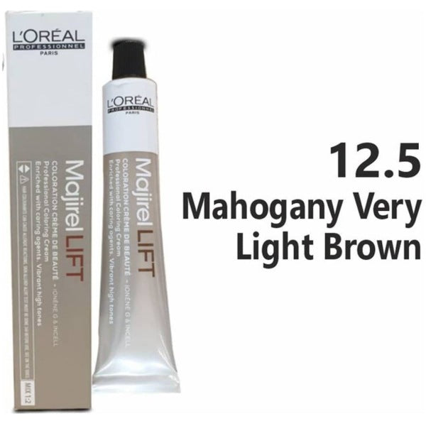 Loreal Professional Majirel Hair Color 50G No 12.5 Mahogany Very Light Brown + Oxidant 495Ml Combo - Beauty Rush