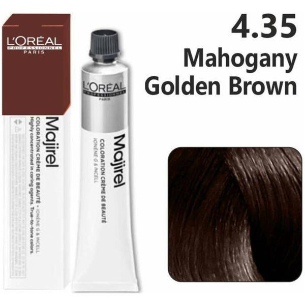 Loreal Professional Majirel Hair Color 50G No 4.35 Mahogany Golden Brown + Oxidant 495Ml Combo - Beauty Rush
