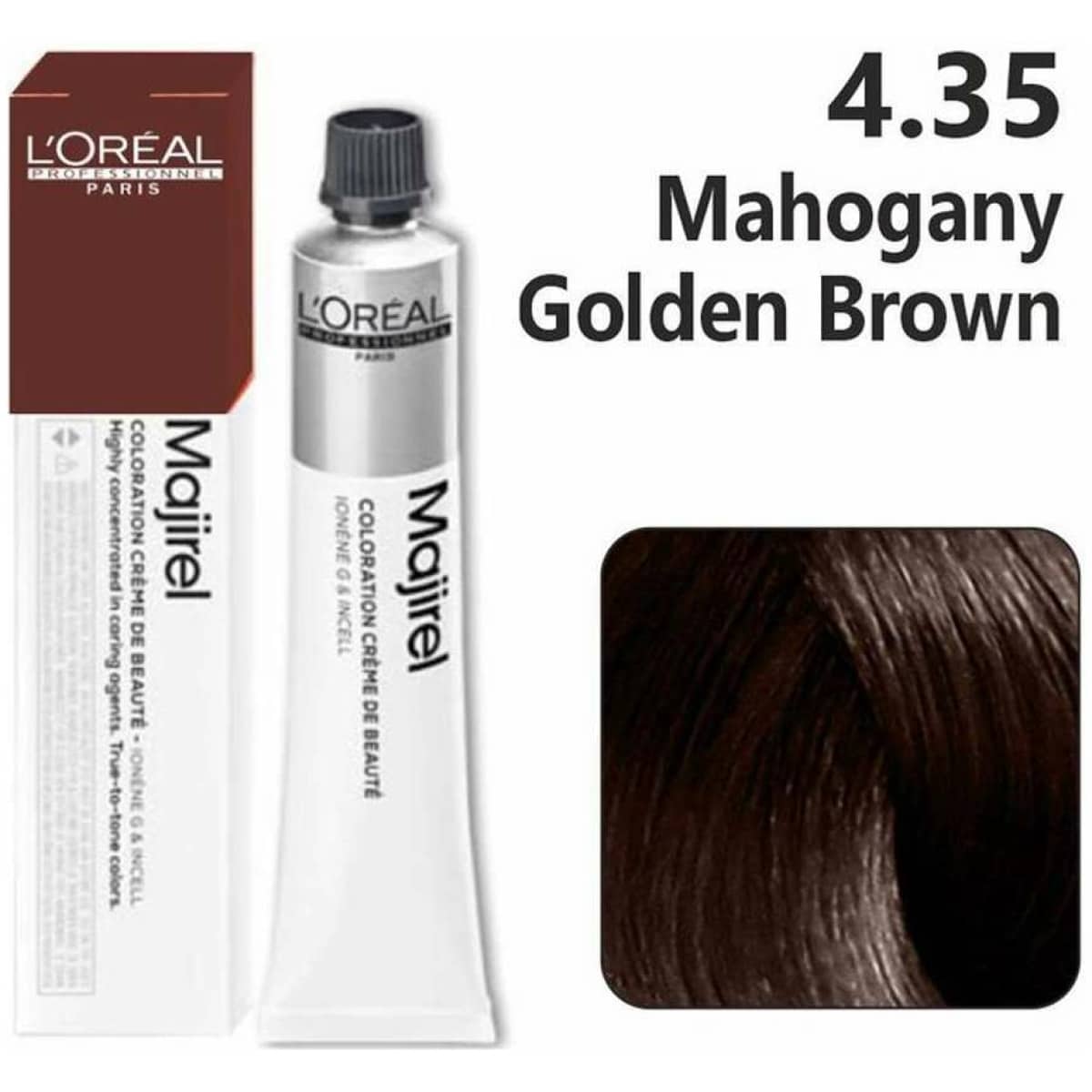 Loreal Majirel Hair Color 50G 4.35 Mahogany Golden Brown + Oxidant 1000Ml Combo - Beauty Rush