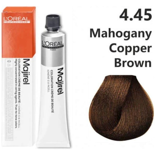 Loreal Majirel Hair Color 50G 4.45 Mahogany Copper Brown + Oxidant 1000Ml Combo - Beauty Rush