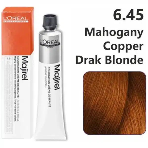 Loreal Majirel Hair Color 50G 50G 6.45 Mahogany Copper Dark Blonde+ Oxidant 1000Ml Combo - Beauty Rush
