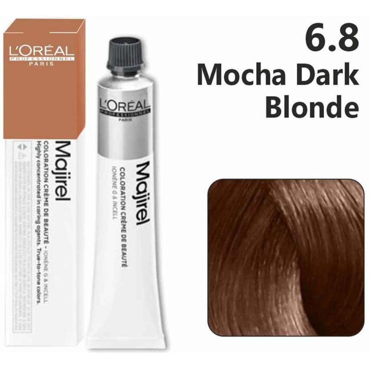 Loreal Majirel Hair Color 50G 50G 6.8 Mocha Dark Blonde+ Oxidant 1000Ml Combo - Beauty Rush