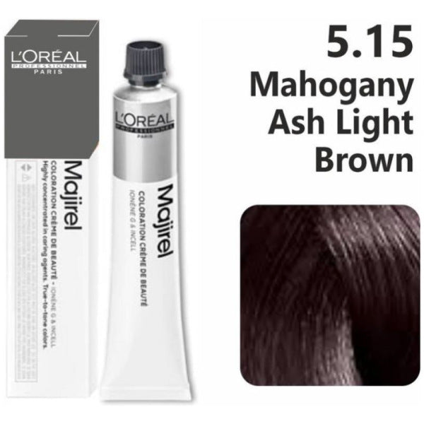Loreal Majirel Hair Color 50G 5.15 Mahogany Ash Light Brown + Oxidant 1000Ml Combo - Beauty Rush
