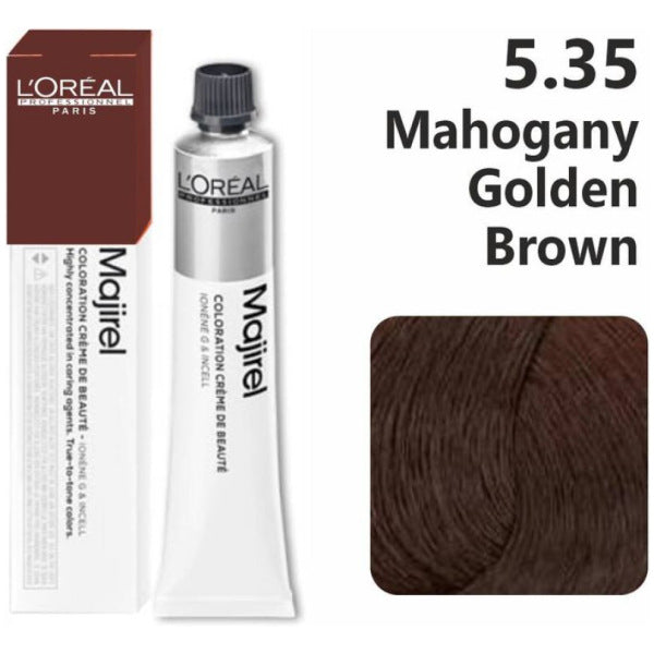 Loreal Majirel Hair Color 50G 5.35 Mahogany Golden Light Brown + Oxidant 1000Ml Combo - Beauty Rush
