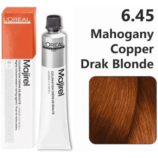 Loreal Majirel Hair Color 50G 6.45 Mahogany Copper Dark Blonde+ Oxidant 1000Ml Combo - Beauty Rush