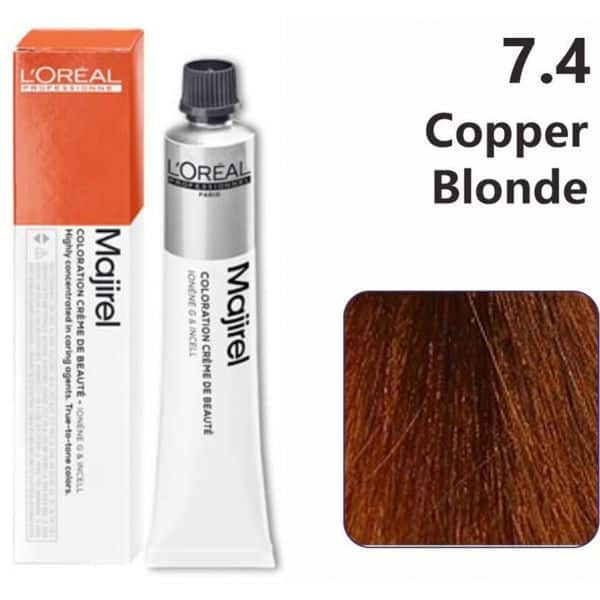 Loreal Majirel Hair Color 50G 7.4 Copper Blonde + Oxidant 1000Ml Combo - Beauty Rush