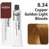 Loreal Majirel Hair Color 50G 8.34 Copper Golden Light Blonde + Oxidant 1000Ml Combo - Beauty Rush