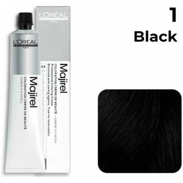 Loreal Professional Majirel Hair Color 50G 1 Black + Oxidant 1000Ml Combo - Beauty Rush
