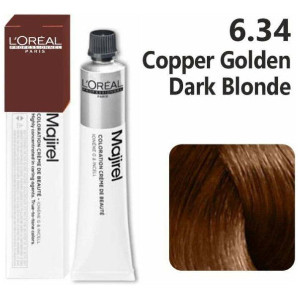 Loreal Professional Majirel Hair Color 50G 6.34 Copper Golden Dark Blonde - Beauty Rush