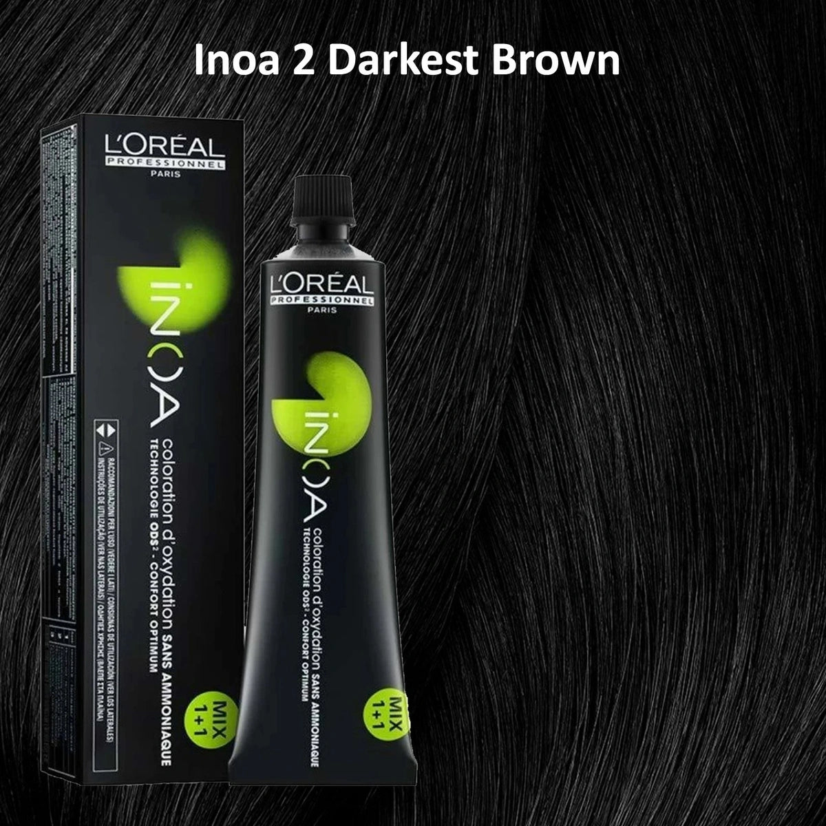 L'Oreal Professionnel iNOA Ammonia Free Hair Color No. 2, Darkest Brown - 60g