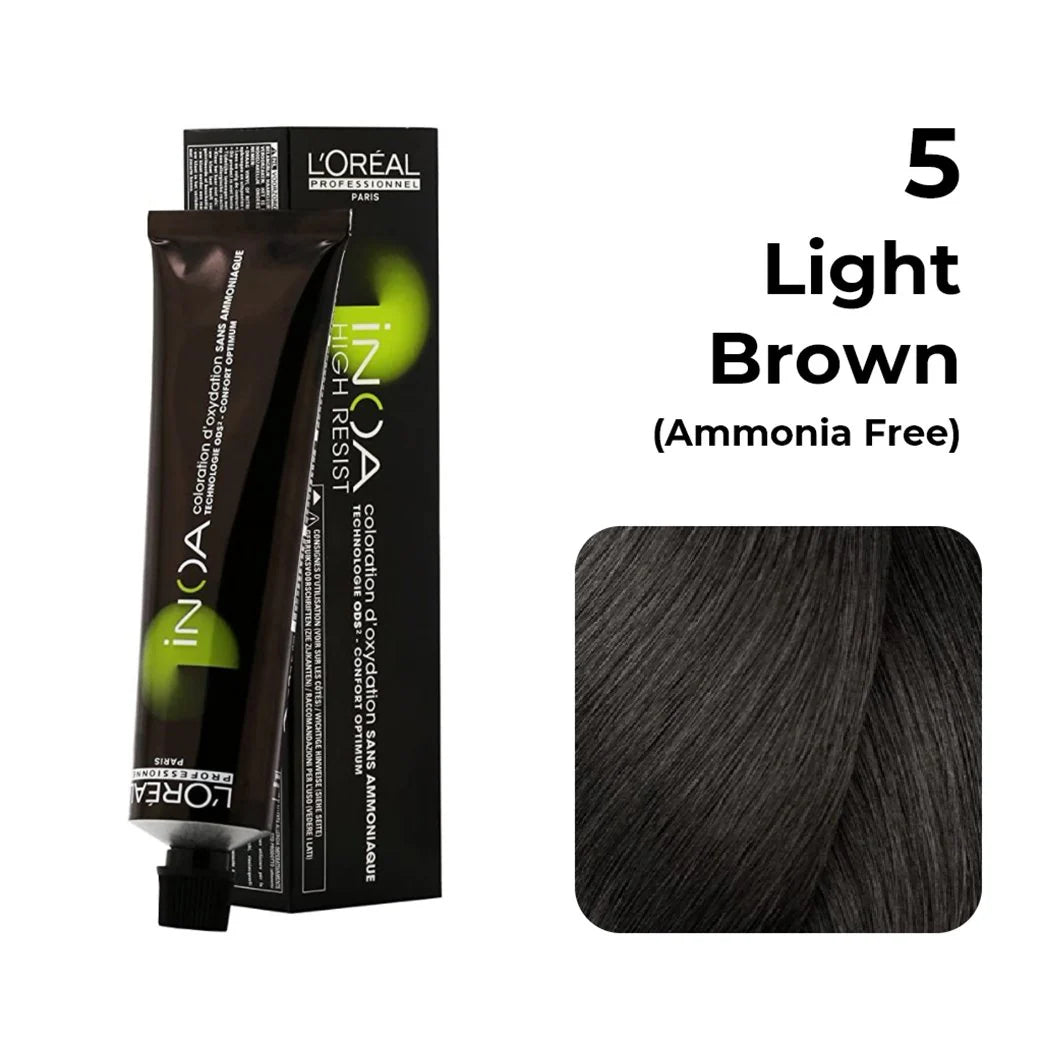 L'Oreal Professionnel iNOA Ammonia Free Hair Color No. 5, Light Brown - 60g