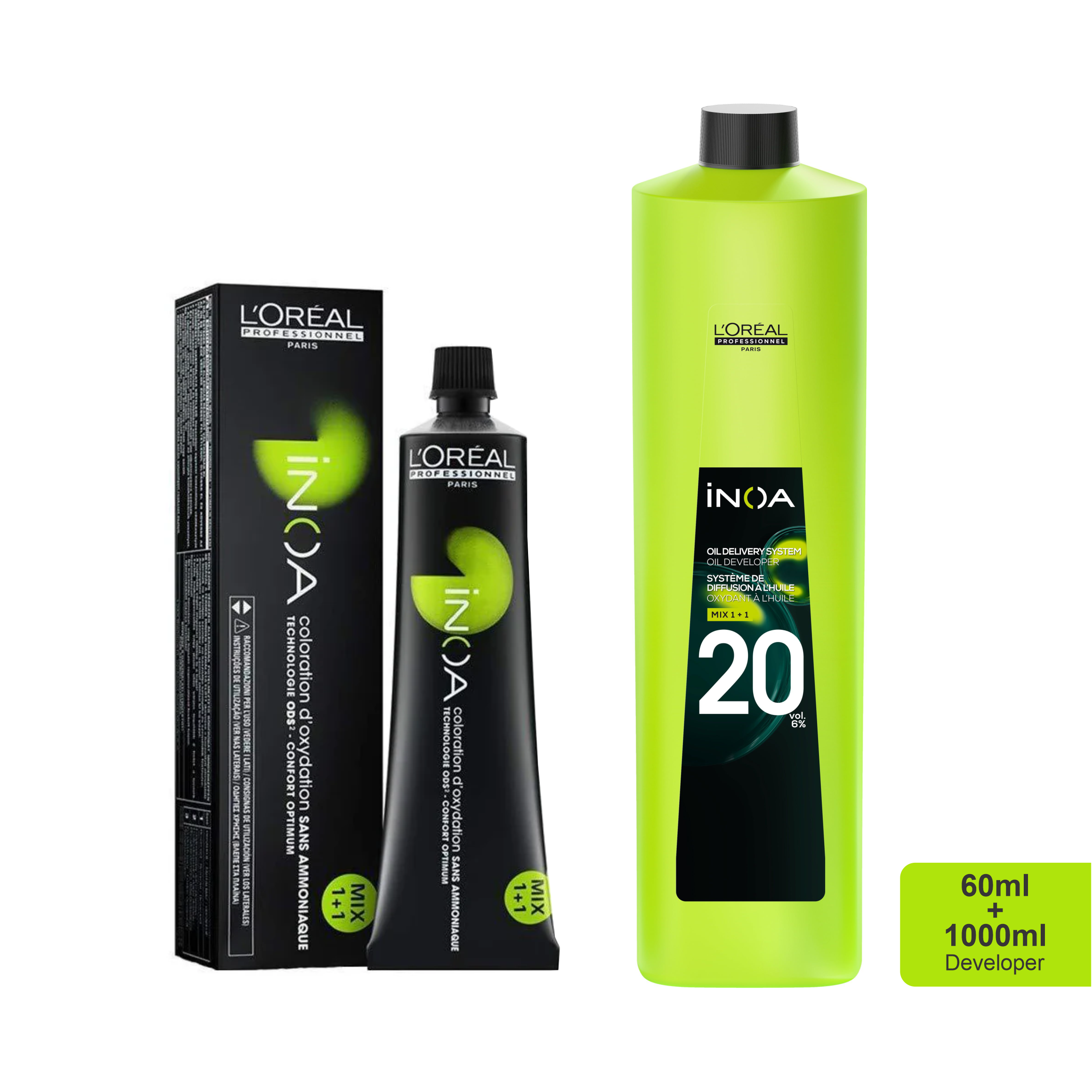 Loreal Inoa Ammonia Free Hair Color 60G 4.0 Brown +Developer 1000ml Combo - Beauty Rush