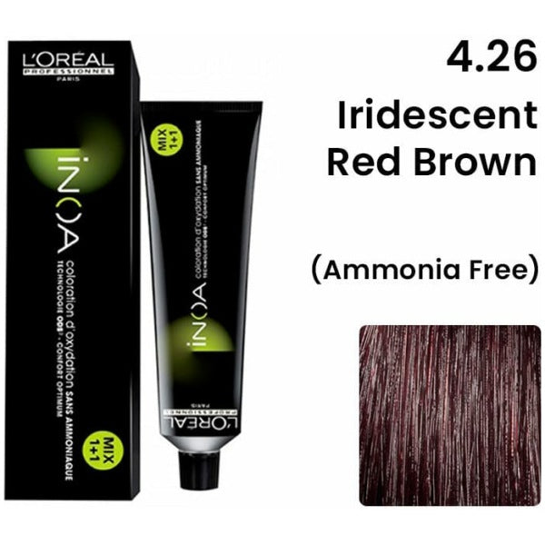 Loreal Inoa Ammonia Free Hair Color 60G 4.26 Iridescent Red Brown - Beauty Rush