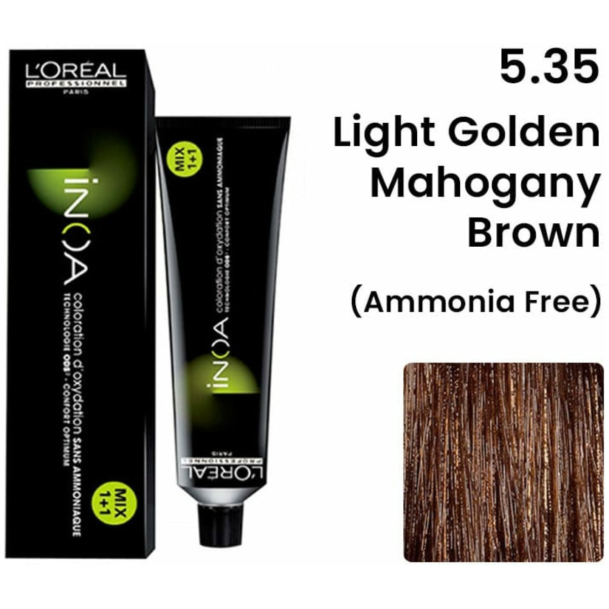 Loreal Inoa Ammonia Free Hair Color 60G 5.35 Light Golden Mahagony Brown - Beauty Rush