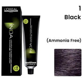 Loreal Inoa Ammonia Free Hair Color 60G 1 Black + 20Vol 6% Developer 90Ml - Beauty Rush