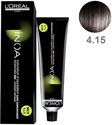 Loreal Inoa Ammonia Free Hair Color 60G 4.15 Ash Mahogany Brown - Beauty Rush