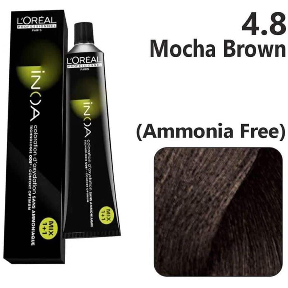 Loreal Inoa Ammonia Free Hair Color 60G 4.8 Mocha Brown +Developer 1000ml Combo - Beauty Rush