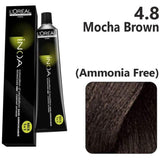 Loreal Inoa Ammonia Free Hair Color 60G 4.8 Mocha Brown +Developer 1000ml Combo - Beauty Rush