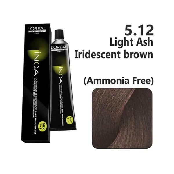 Loreal Inoa Ammonia Free Hair Color 60G 5.12 Light Ash Iridescent Brown - Beauty Rush