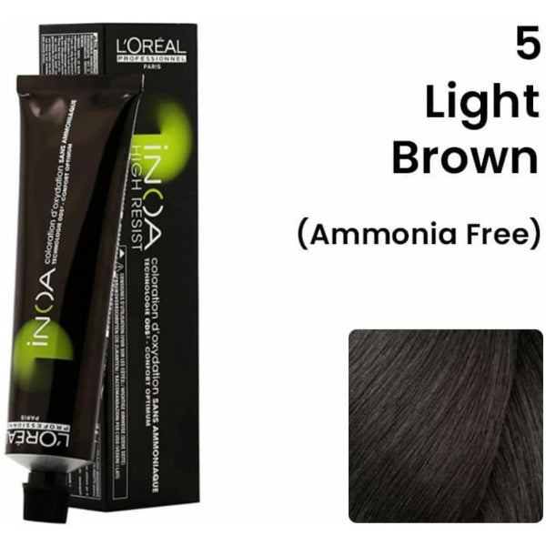 Loreal Inoa Ammonia Free Hair Color 60G 5 Light Brown +Developer 1000ml Combo - Beauty Rush