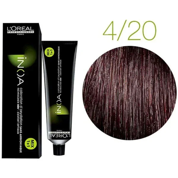 Loreal Inoa Hair Color 60G 4.20 Extra Burgundy Brown + Developer 90ml Combo - Beauty Rush