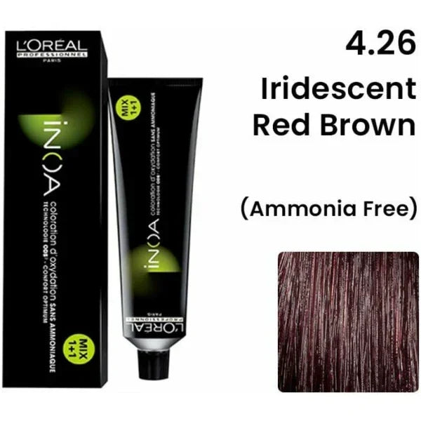 Loreal Inoa Hair Color 60G 4.26 Iridescent Red Brown + Developer 90ml Combo - Beauty Rush