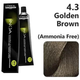 Loreal Inoa Hair Color 60G 4.3 Golden Brown + Developer 90ml Combo - Beauty Rush