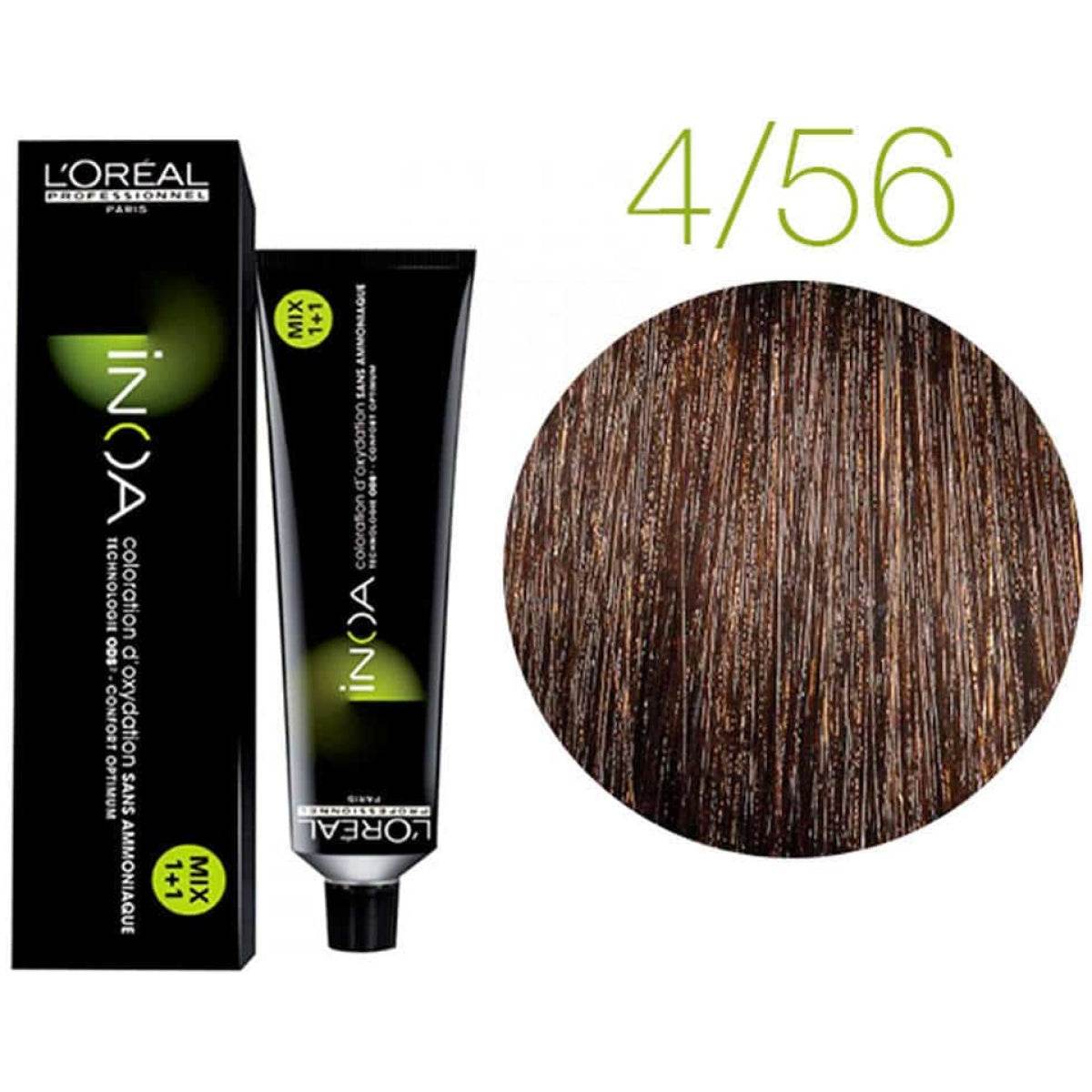 Loreal Inoa Hair Color 60G 4.56 Mahogany Red Brown + Developer 1000ml Combo - Beauty Rush