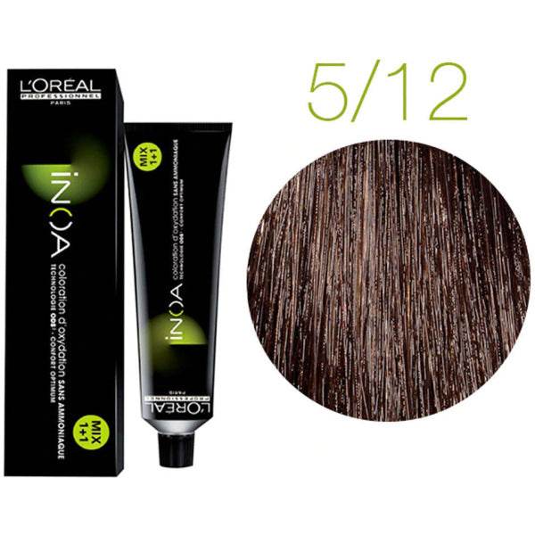 Loreal Inoa Hair Color 60G 5.12 Light Ash Iridescent Brown +Developer 1000ml Combo - Beauty Rush