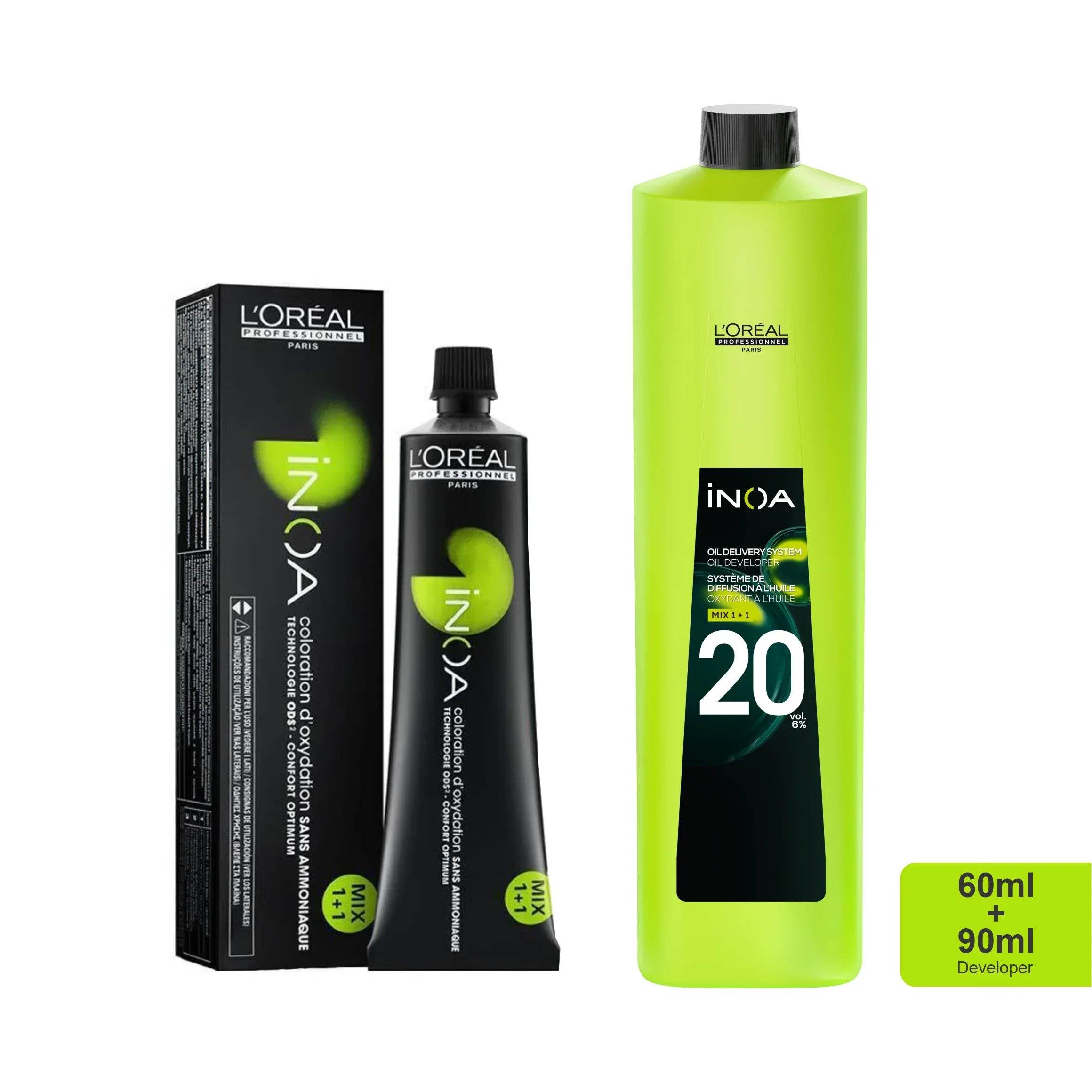 Loreal Inoa Hair Color 60G 5.12 Light Ash Iridescent Brown +Developer 90ml Combo - Beauty Rush