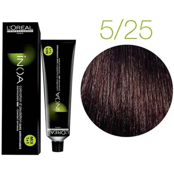 Loreal Inoa Hair Color 60G 5.25 Light Mahogany Brown +Developer 90ml Combo - Beauty Rush