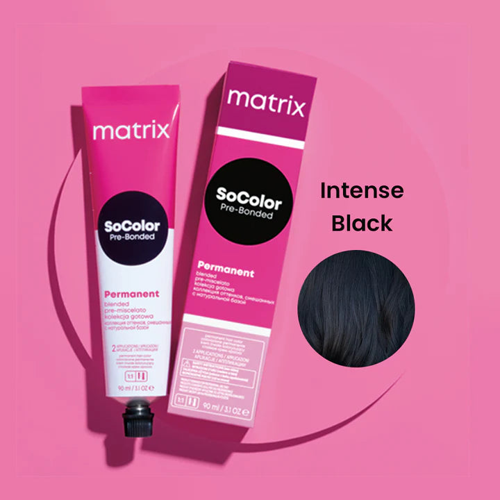 Matrix SoColor Pre-Bonded Permanent Cream Hair Color No. 1.0 1NN, Intense Black - 90g