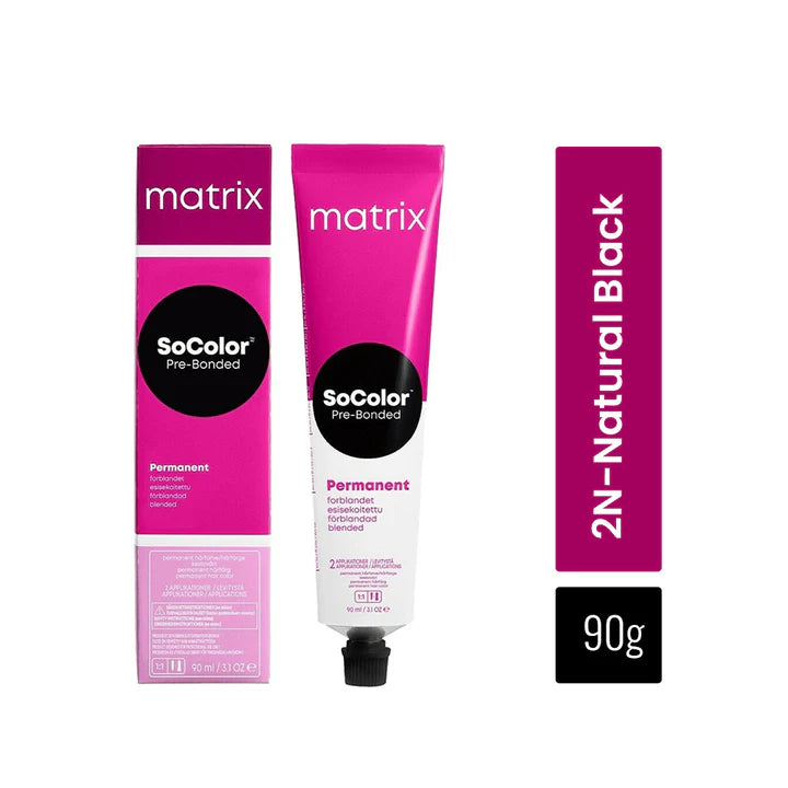 Matrix SoColor Pre-Bonded Permanent Cream Hair Color No. 2.0 2NN, Natural Black - 90g
