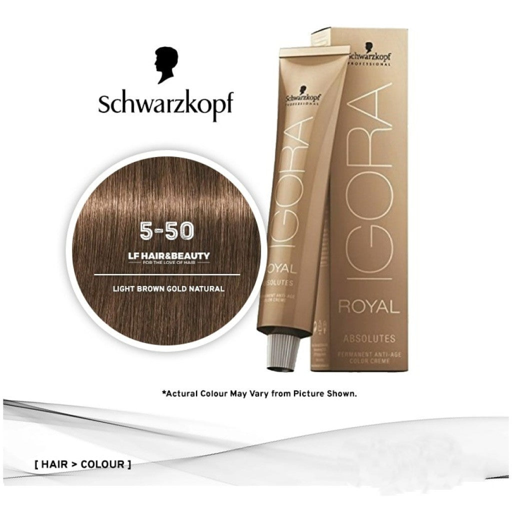 Schwarzkopf Professionals Igora Royal Absolutes Hair Color 60ml 5-50 Light Brown Gold Natural - Beauty Rush