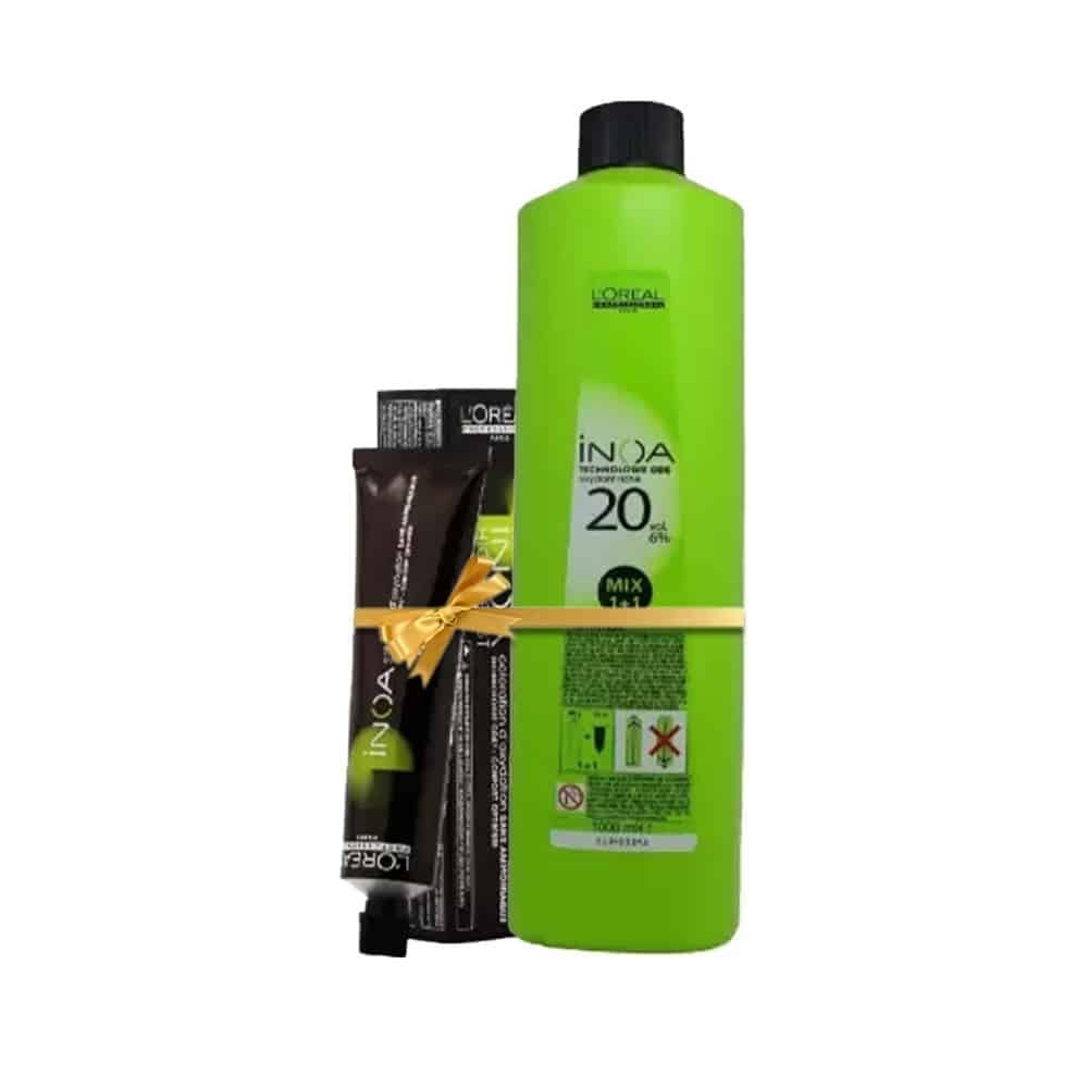 Loreal Inoa Hair Color 60G 3.0 Dark Brown + Developer 1000ml Combo - Beauty Rush