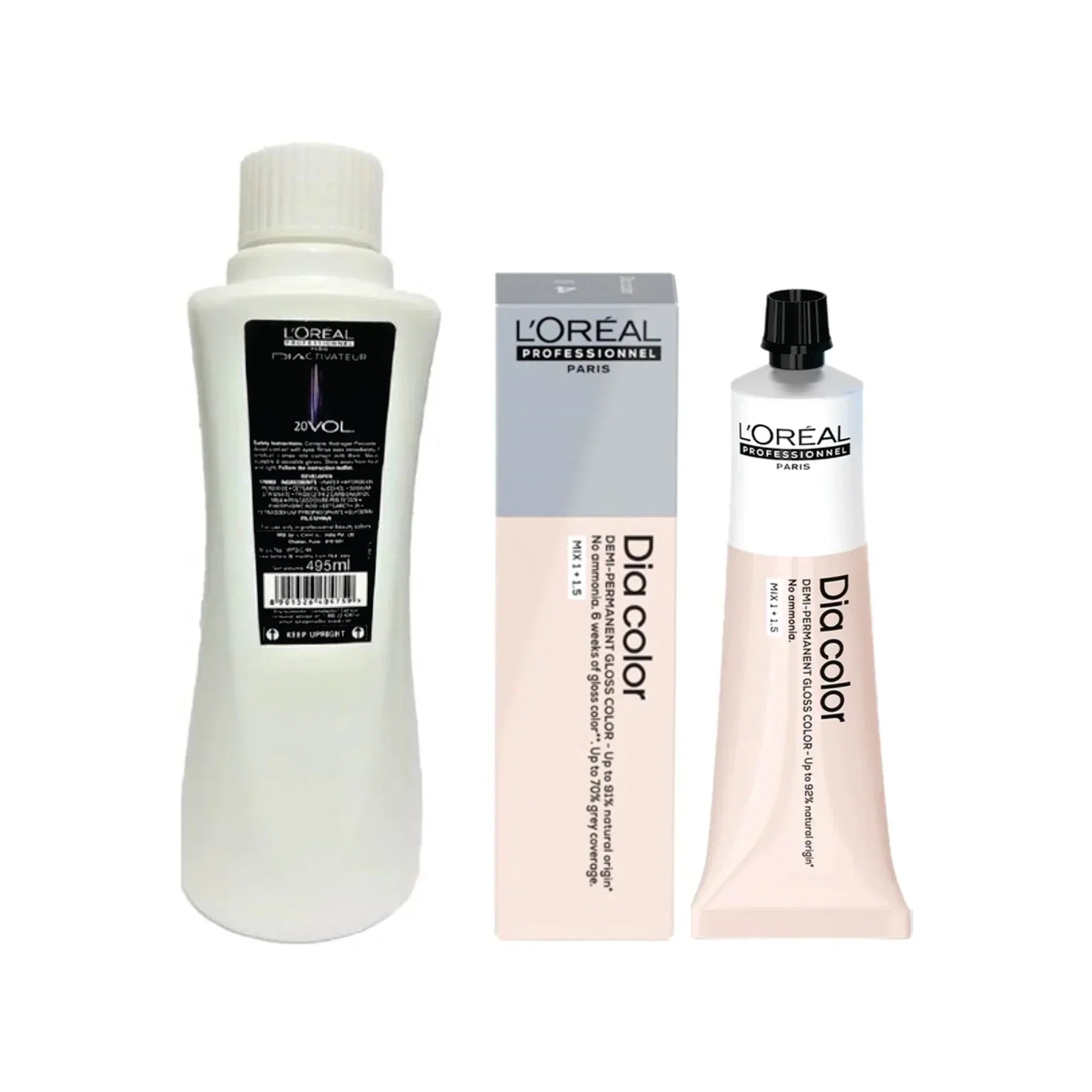 Loreal Paris Professional Dia Color Ammonia Free Hair Color 6 Dark Blonde 60ml + 20 Vol Developer 495ml - Beauty Rush