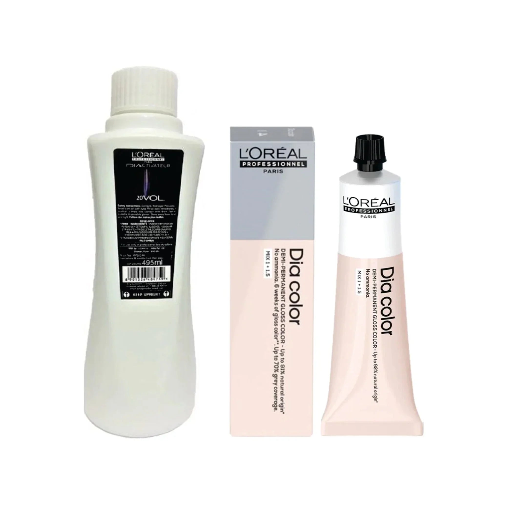 Loreal Paris Professional Dia Color Ammonia Free Hair Color 4 Brown 60ml + 20 Vol Developer 495ml - Beauty Rush