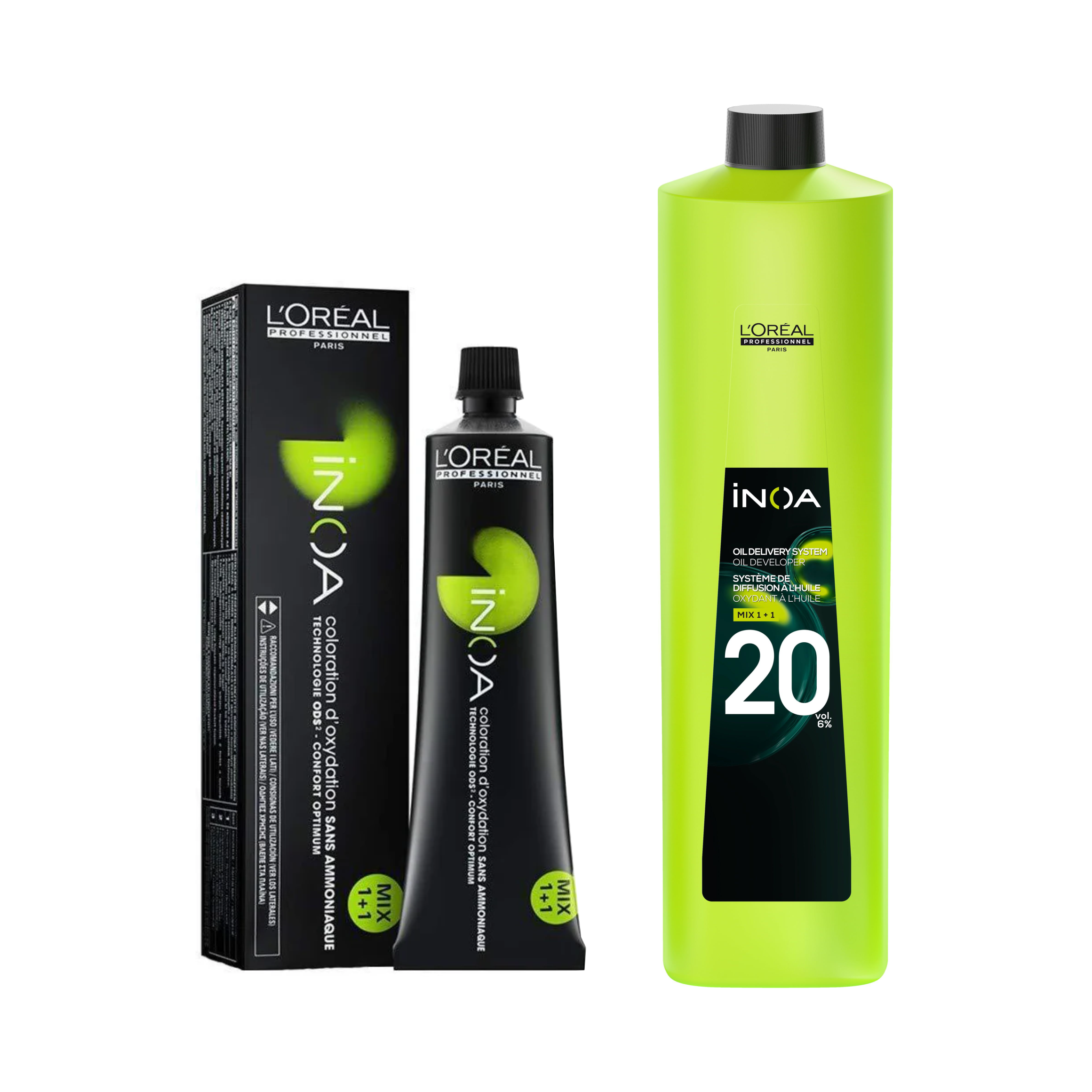 Loreal Inoa Ammonia Free Hair Color 60G 1 Black + 20Vol 6% Developer 90Ml - Beauty Rush